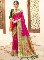 Dark Pink Silk Wedding Wear Weaving Saree