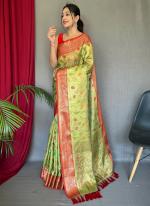 Light Green Tissue Silk Festival Wear Jacquard Saree