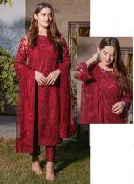 Red Georgette Traditional Wear Embroidery Work Pakistani Suit