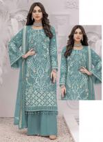 Blue Faux Georgette Festival Wear Embroidery Work Pakistani Suit