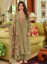 Green Viscose Silk Traditional Wear Embroidery Work Palazzo Suit