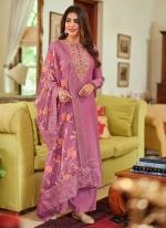 Pink Viscose Silk Traditional Wear Embroidery Work Palazzo Suit