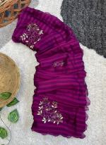 Purple Shimmer Party Wear Hand Work Saree