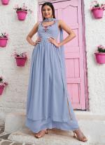 Sky Blue Georgette Festival Wear Thread Work Readymade Salwar Suit