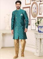 Green Banarasi Jacquard Festival Wear Weaving Indo Western