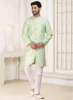 Pista Green Banarasi Jacquard Festival Wear Weaving Indo Western