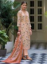 Peach Linen Traditional Wear Gota Patti Work Readymade Salwar Suit