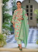 Pista Green Linen Traditional Wear Gota Patti Work Readymade Salwar Suit