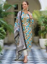 White Linen Traditional Wear Gota Patti Work Readymade Salwar Suit