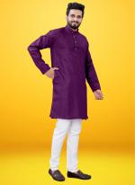 Purple Cotton Casual Wear Fancy Kurta