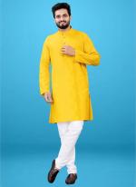 Yellow Cotton Casual Wear Fancy Kurta