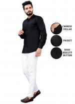 Black Cotton Daily Wear Plain Mens Shirt