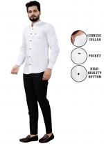 White Cotton Daily Wear Plain Mens Shirt