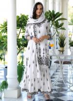 White Malmal Cotton Festival Wear Embroidery Work Readymade Salwar Suit