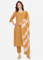 Mustard Chinnon Silk Daily Wear Embroidery Work Readymade Salwar Suit