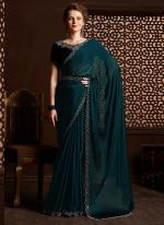 Rama Satin Chiffon Silk Party Wear Zarkan Work Saree