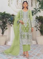 Light Green Organza Festival Wear Sequins Work Pakistani Suit
