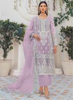 Lilac Organza Festival Wear Sequins Work Pakistani Suit