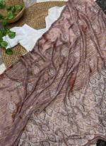 Brown Shimmer Festival Wear Mukaish Work Saree