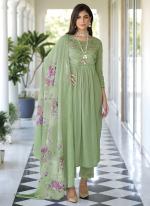 Green Pure Cotton Party Wear Embroidery Work Readymade Salwar Suit