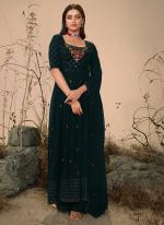 Dark Olive Green Georgette Eid Wear Thread Work Readymade Salwar Suit