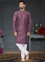 Purple Silk Traditional Wear Digital Printed Kurta Pajama