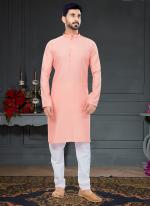 Light Pink Cotton Traditional Wear Jacquard Kurta Pajama