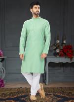 Mint Cotton Traditional Wear Jacquard Kurta Pajama