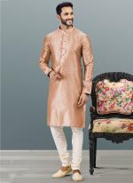 DARK PEACH Banarasi Silk Festival Wear Jacquard Kurta Pajama