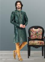 GREEN Banarasi Silk Festival Wear Jacquard Kurta Pajama