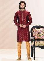 WINE Banarasi Silk Festival Wear Jacquard Kurta Pajama