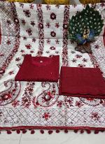 Maroon Cambric Cotton Festival Wear Sequins Work Readymade Salwar Suit