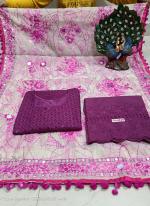 Purple Cambric Cotton Festival Wear Sequins Work Readymade Salwar Suit