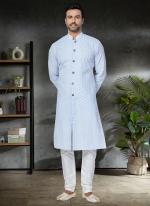 Sku Blue Cotton Festival Wear Embroidery Work Kurta Pajama