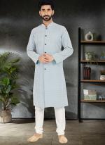 Light Grey Silk Festival Wear Embroidery Work Kurta Pajama