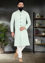 Mint Green Silk Festival Wear Embroidery Work Kurta Pajama