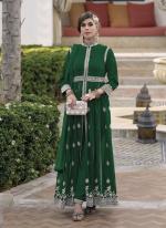 Green Georgette Eid Wear Embroidery Work Readymade Salwar Suit