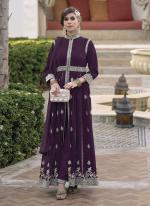 Wine Georgette Eid Wear Embroidery Work Readymade Salwar Suit