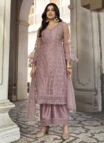 Pink Net Party Wear Embroidery Work Palazzo Suit