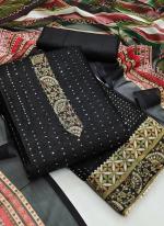 Black Cotton Festival Wear Sequins Work Dress Material