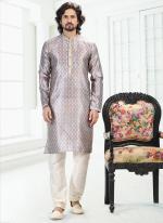 Grey Banarasi Silk Traditional Wear Digital Printed Kurta Pajama