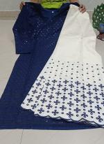 NAvy Blue Cambric Cotton Traditional Wear Sequins Work Kurti With Sharara