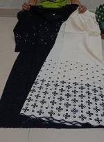 Black Cambric Cotton Traditional Wear Sequins Work Kurti With Sharara