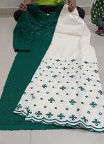 Bottle Green Cambric Cotton Traditional Wear Sequins Work Kurti With Sharara