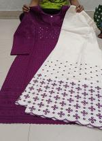 Wine Cambric Cotton Traditional Wear Sequins Work Kurti With Sharara