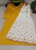 Yellow Cambric Cotton Traditional Wear Sequins Work Kurti With Sharara