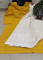 Mustard Cambric Cotton Festival Wear Sequins Work Kurti With Sharara