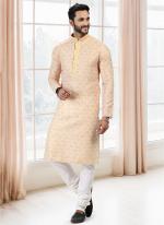 Yellow Cotton Traditional Wear Thread Work Kurta Pajama