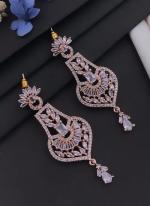 Premium Quality Designer Fancy Rose Gold American Diamond Earrings