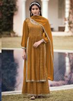 Mustard Georgette Eid Wear Embroidery Work Readymade Salwar Suit